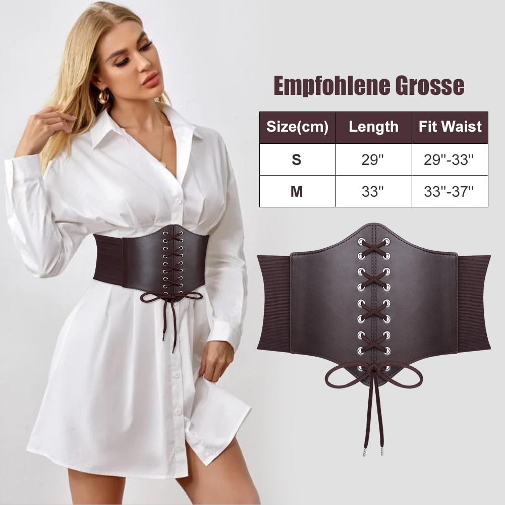 Cintura Corsetto LEACOOLKEY Con Lacci, Elastica, Larga, Stile Retrò, Per Donna, Taglie Dalla XS Alla XXXL, Colore Rosso 78 Cm - 3