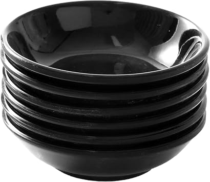 6 Pack Sauce Dishes Dip Bowls Set Round Small Dishes for BBQ Party Black One Size