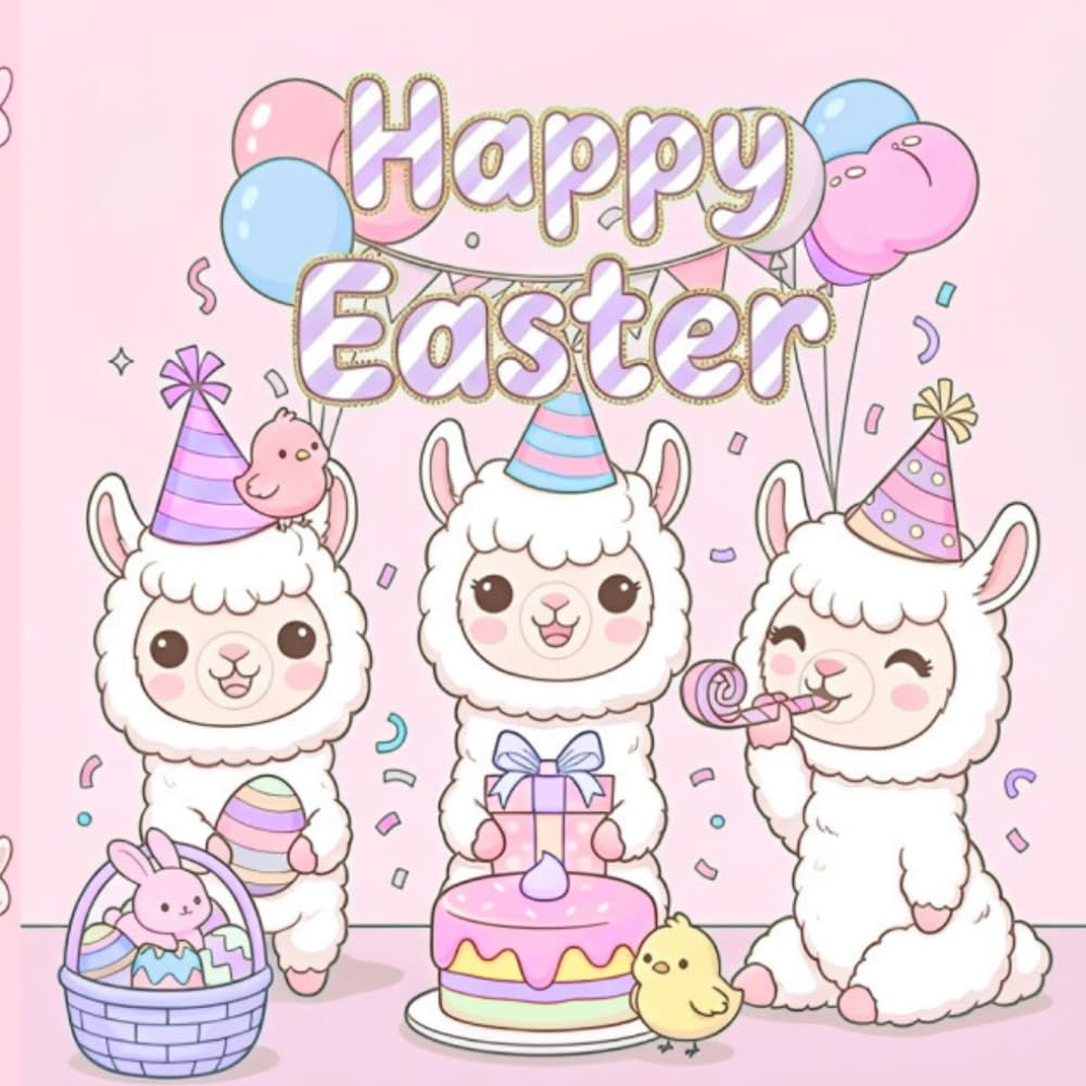 Happy Easter Coloring Book: Cute Alpacas, Chicks and Bunnies with Fun Easter Treats | Easy and Fun Coloring Pages for Kids Ages 5+