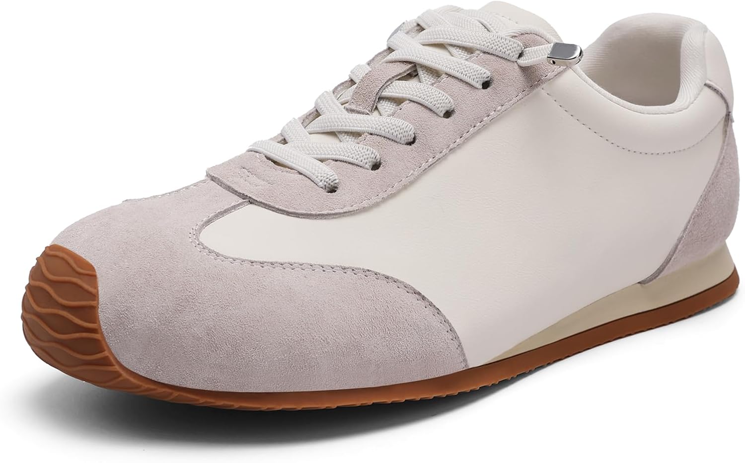 Women's Shoes with Cushioned Insole Comfortable No Tie Laces Genuine Leather Fashion Sneakers Walking Tennis Shoes Casual Retro - Image 3