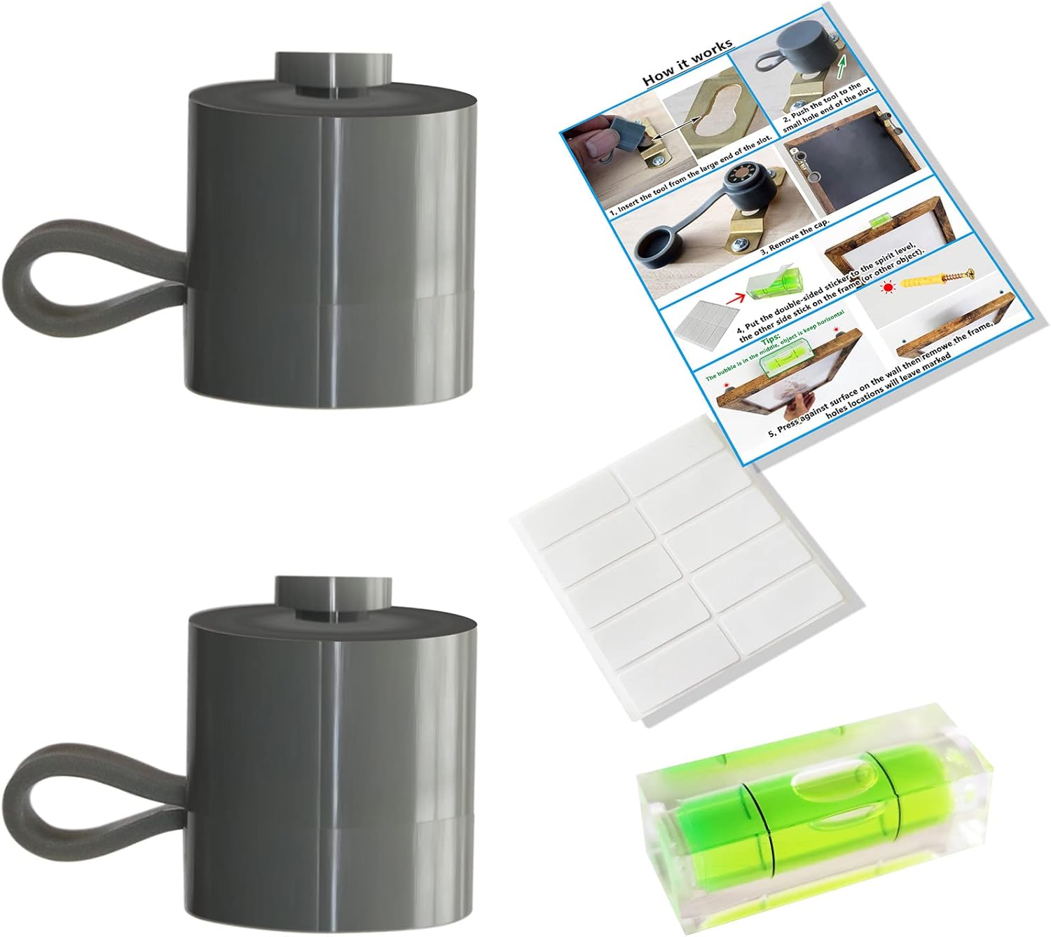 Picture Hanging Fastener Locations Marked and Leveling Tool Kit -Perfect to Hang Pictures, Mirrors, Frames, and Shelves ect