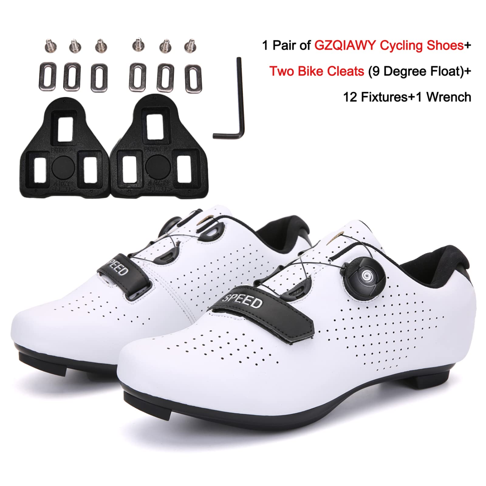 Męskie buty szosowe, kolarskie, sneakersy MTB Clits Route Cleat Dirt Bike Speed Flat Racing damskie SPD pedały kolarstwo górskie, biały., 36 EU