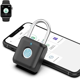 Fingerprint Padlock eLinkSmart Gym Locker Lock for Boys with Phone App iOS Watch Metal Keyless Combination Locks for School Sports Locker Toolbox Hasp Storage Obsidian Black