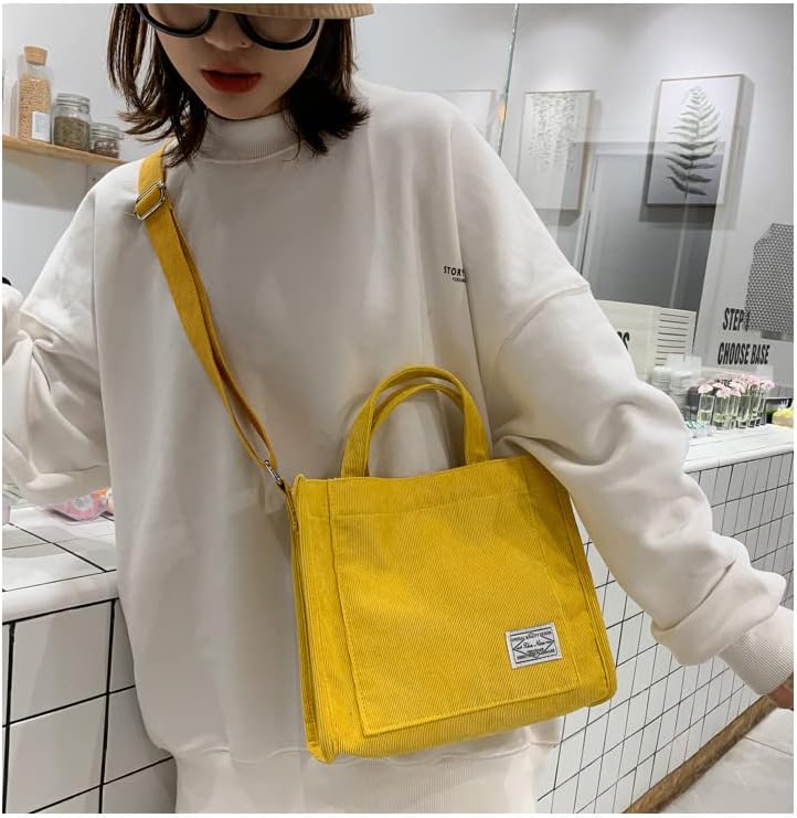 Valleycomfy Corduroy Tote Bag for Women Travel Crossbody Bag Purse Women Shoulder Bags Work Handbags Everyday Hobo Bag - Image 8