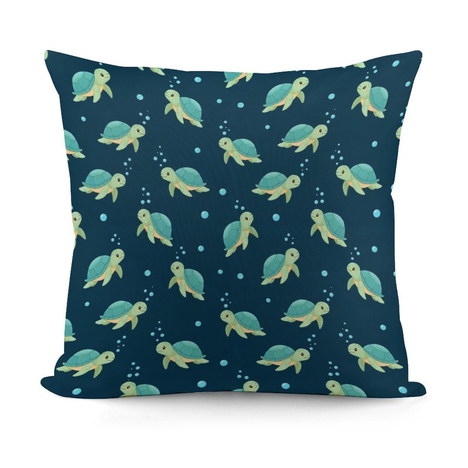 Smazdfxx Picture(307) Decorative Soft Sea Turtles Green Plush Pattern Couch Pillow Covers With Zipper For Sofa, Bed, Living Room