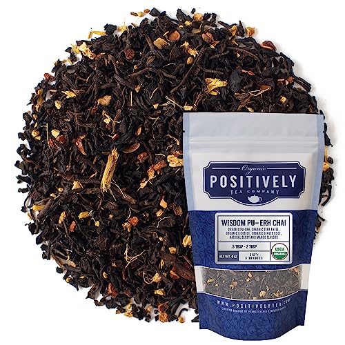 Organic Positively Tea Company, Wisdom Pu-Erh Chai Tea, Loose Leaf, 4 Ounce