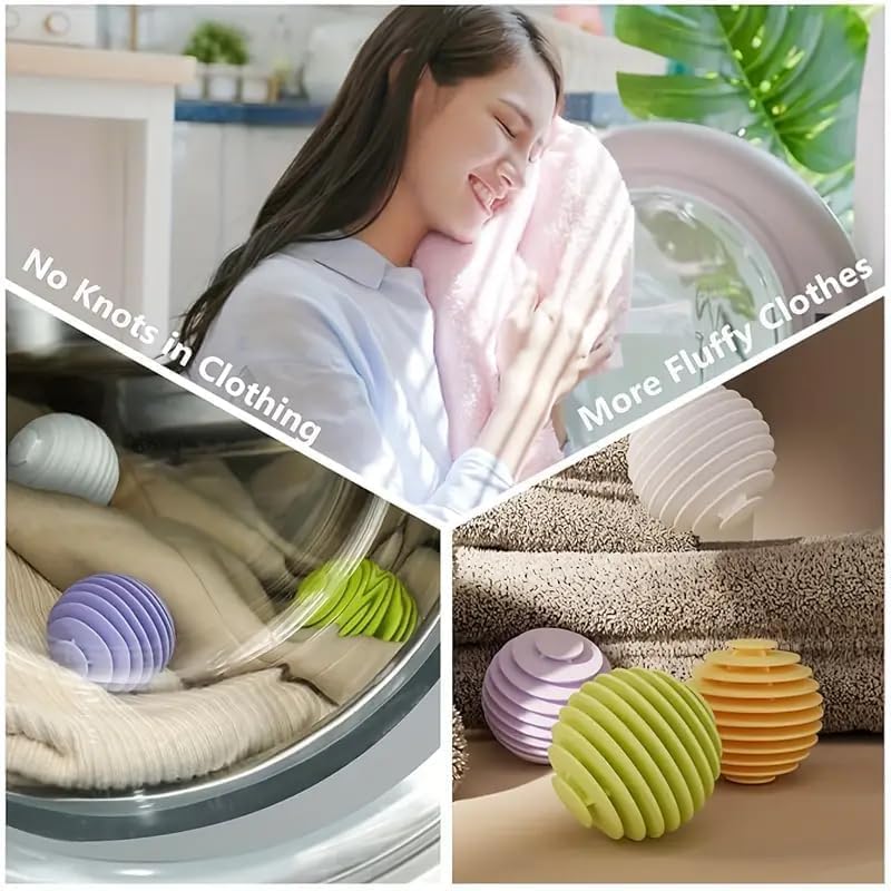 Padchaaya Laundry Anti-Tangle Washing Balls || Fabric Softener & Anti-Wrinkle Dryer Balls for Washing Machine || Reusable Washer Balls for Tangled-Free Clothing (3Pcs Washing Balls) 3