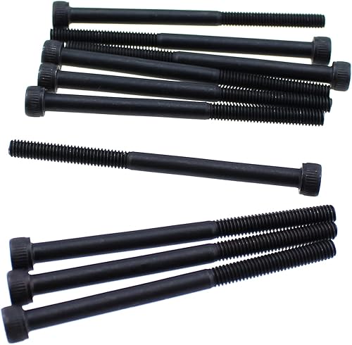 MTQY Perno de tornillo de máquina de cabeza hexagonal hexagonal de 2.362 in, perno de extensión cilíndrico de acero al carbono negro M4, 10 Uds