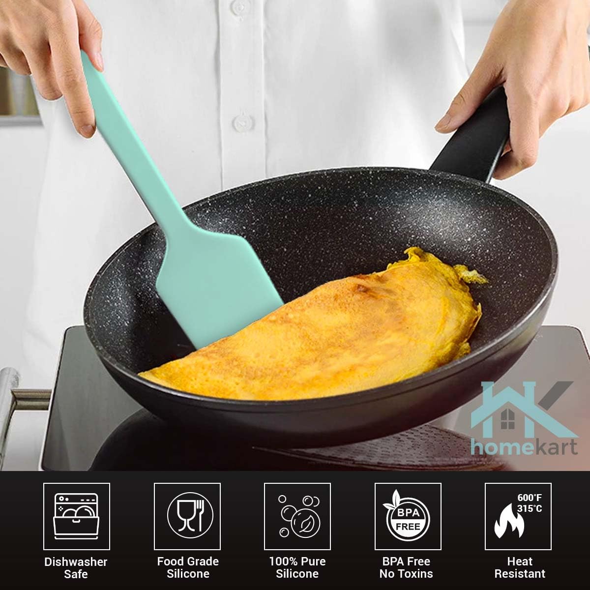 HOMEKART Juego de espátulas de silicona – Espátulas de cocina de goma para hornear, cocinar y mezclar, resistentes al calor y sin BPA, espátulas de silicona para utensilios de cocina antiadherentes,