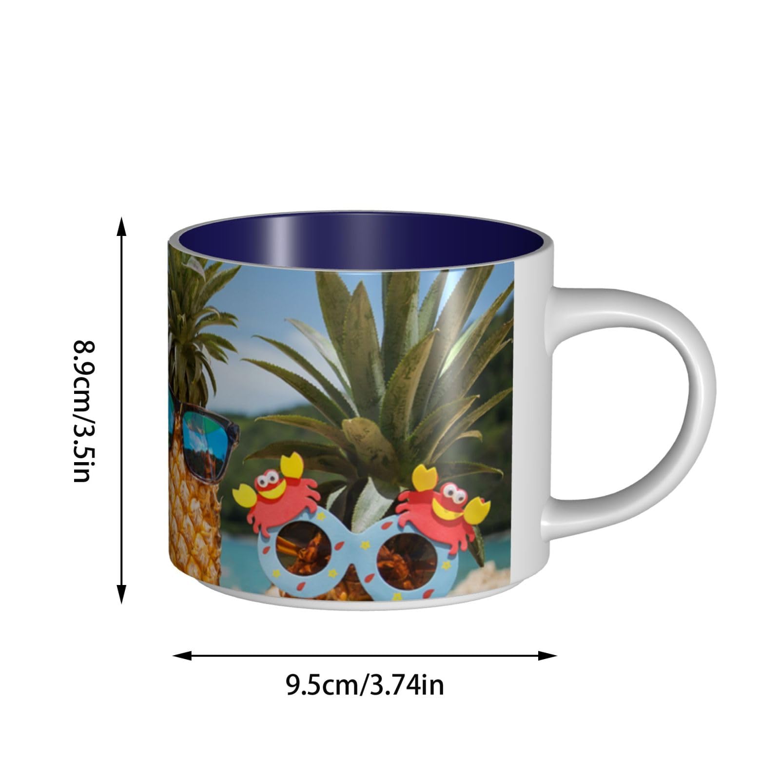 Ananas Owoce Okulary przeciwsłoneczne Piasek Plaża Drukowane Duża Pojemność Ceramiczne Kubki Filiżanka Do Kawy