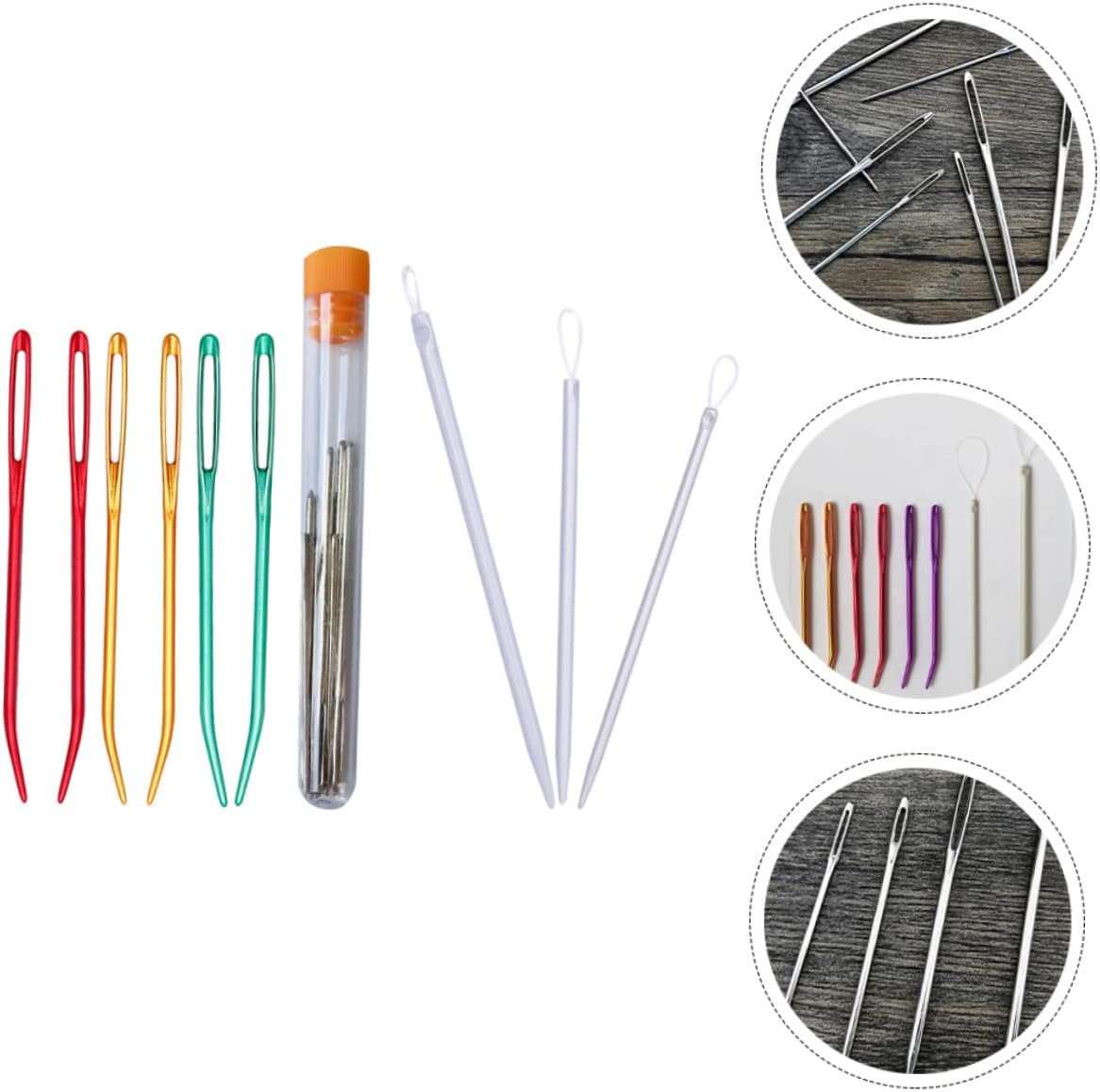 TOPPERFUN 18pcs Assorted Large Eye Hand Sewing Needles for Knitting Sweater Making DIY Craft Comfortable to Hold Random Color