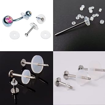 Bloomfall 7mm 20個 クリアピアスディスク ピアスバンプ用 圧力シリコンイヤリング ケロイドヒーリングパッド ベリーボタンピアスキット, 7MM, シリカゲル, 宝石なし。