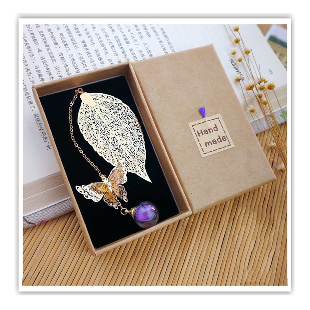 SUNESA Lesezeichen 1pc Metall kreatives Metallblatt Immortal Blume Lesezeichen Geschenk for Freunde Antiquitäten Metall Lesezeichen Stationerei Buch Markierungen (Color : B)