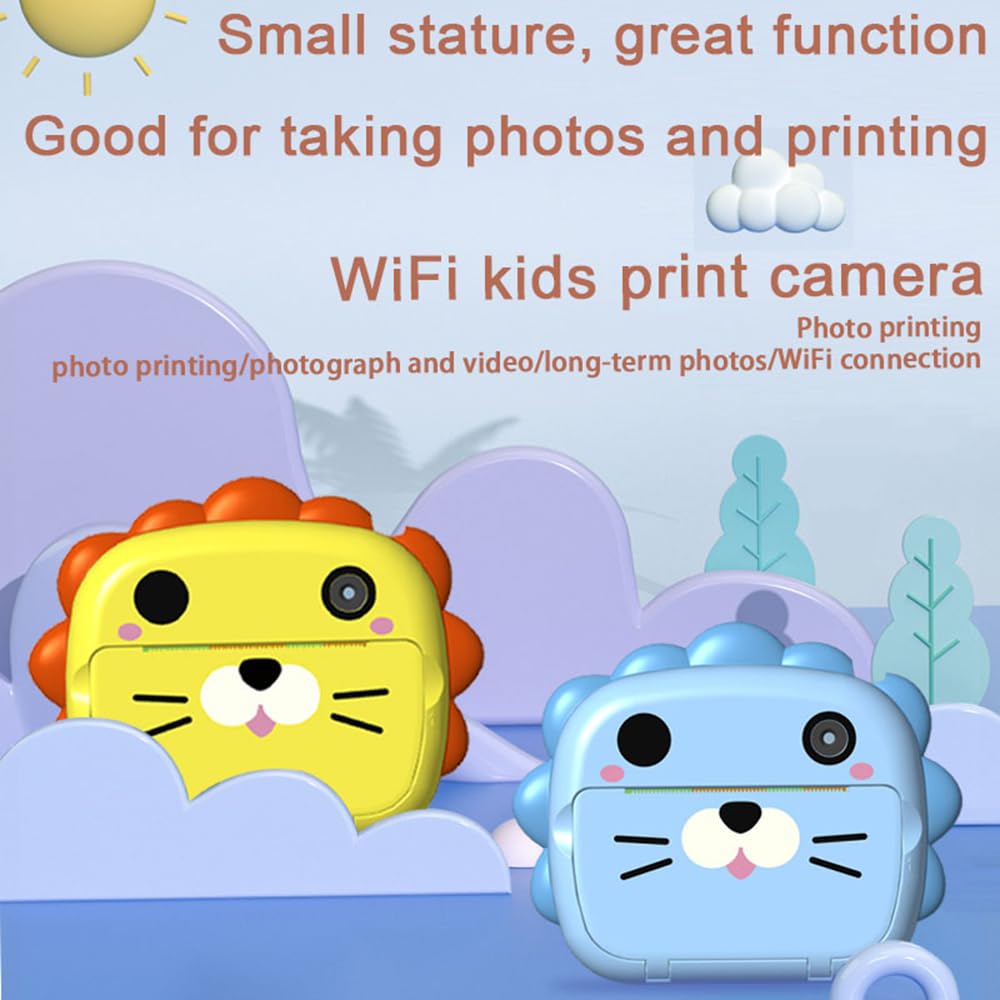 Fafeicy Macchina Fotografica per Bambini Stampante Termica Istantanea | Stampa Senza Inchiostro, Video 1080p, Autofocus Timer, Batteria da 800 MAh, con 3 Rotoli di carta.