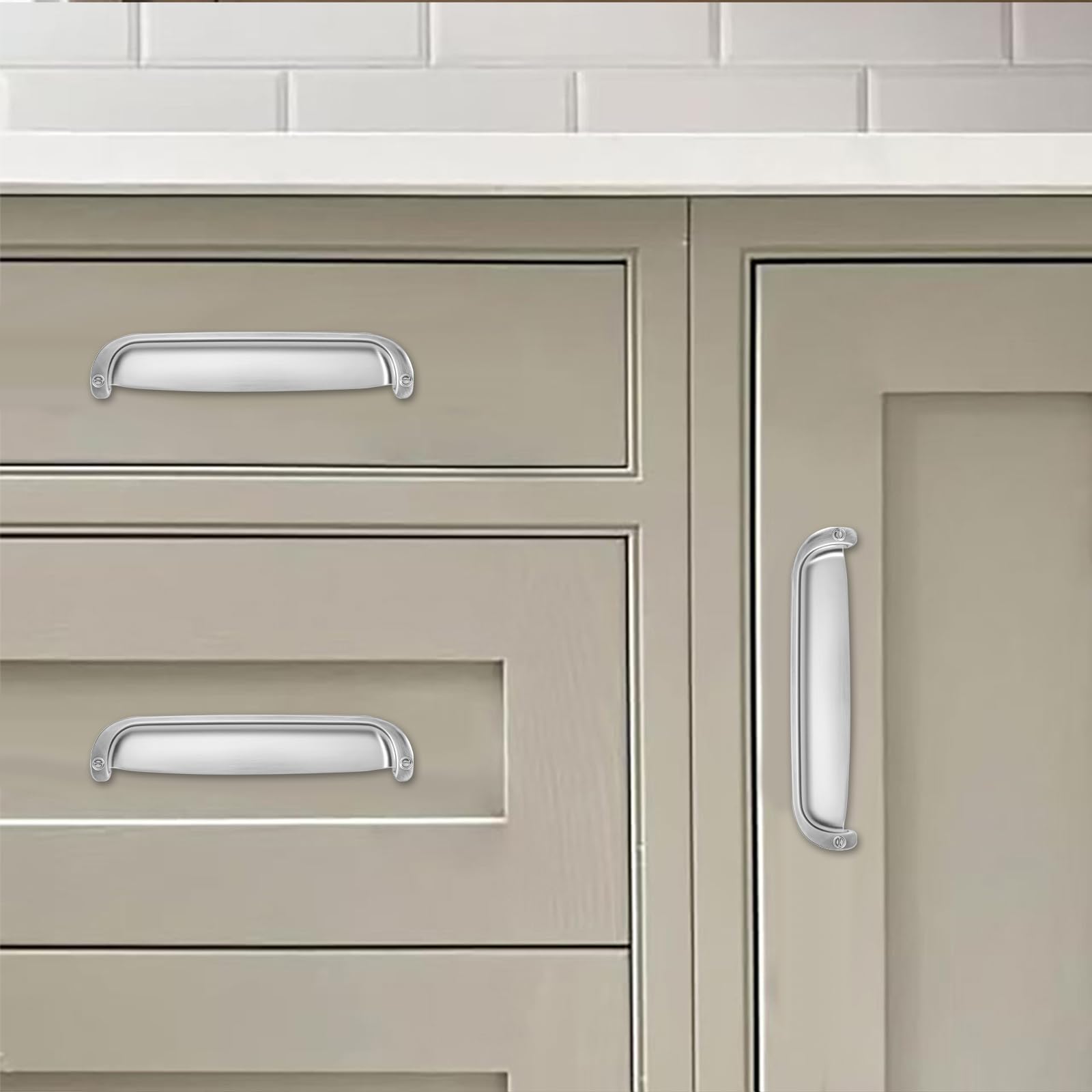 KHTUMEWARE-170354 Brushed Nickel Cabinet Pulls CTC 2-1/2 in (64 mm) 2-Pack in Brushed Nickel — KHTUMEWARE