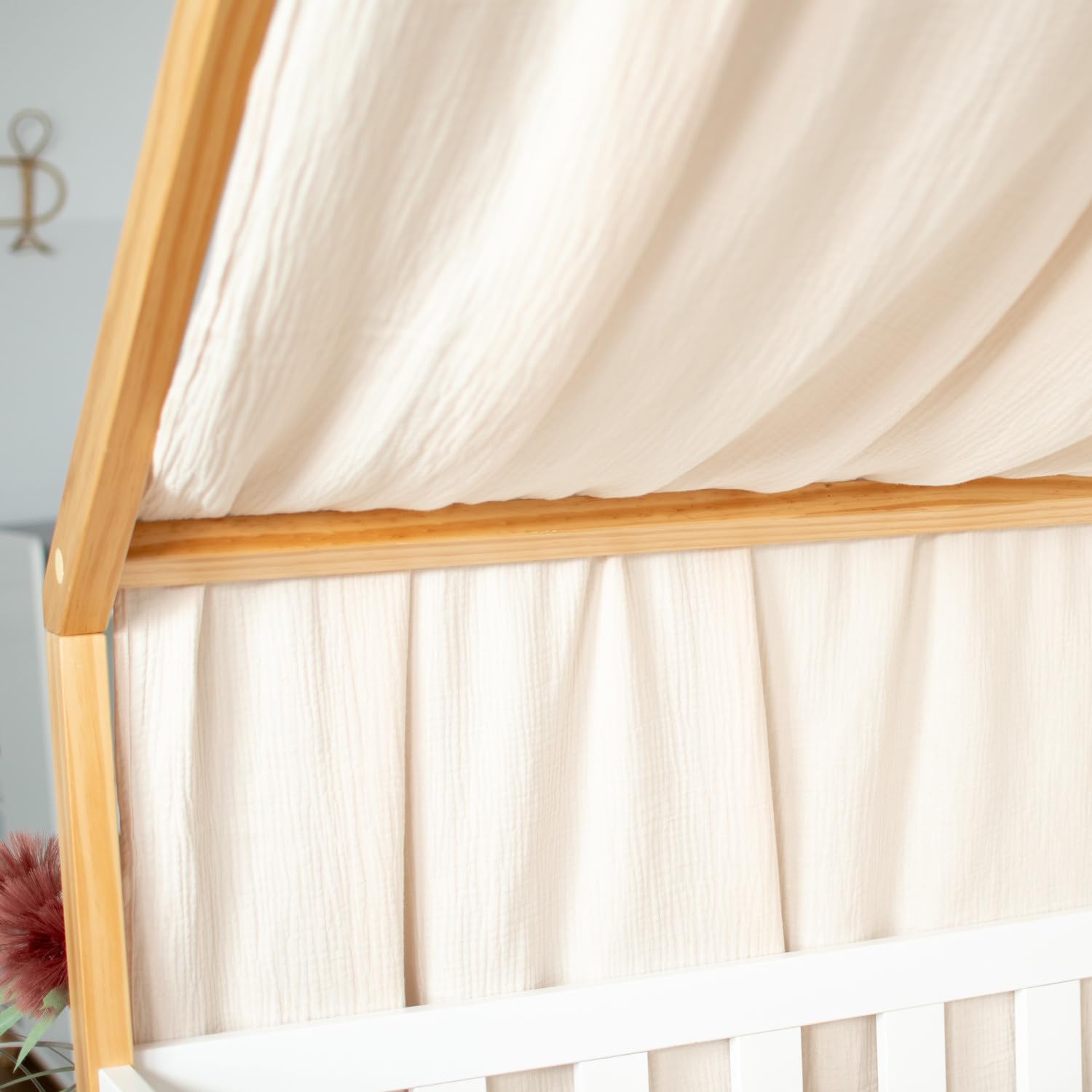 Sevira Kids - Ciel de lit cabane, Toile en Gaze de Coton, Jeanne - 420 x 130 cm Made in France