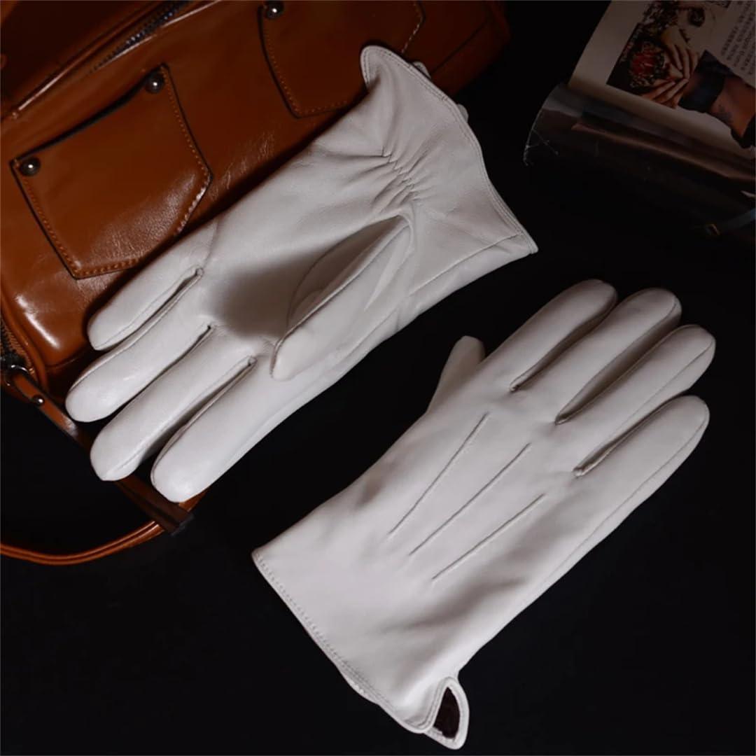 weiße handschuhe herren leder für Herren, echtes Leder, gefüttert, warmes Fleece, Etikette-Handschuhe, Bühnenaktivitäten, Performance-Handschuhe, weiß, S Fashion Category:City Urban Helme_Erwachsene Größe – lesen Sie zuerst unsere Größenberatung!:37 Urlaub mit dem Gravelbike