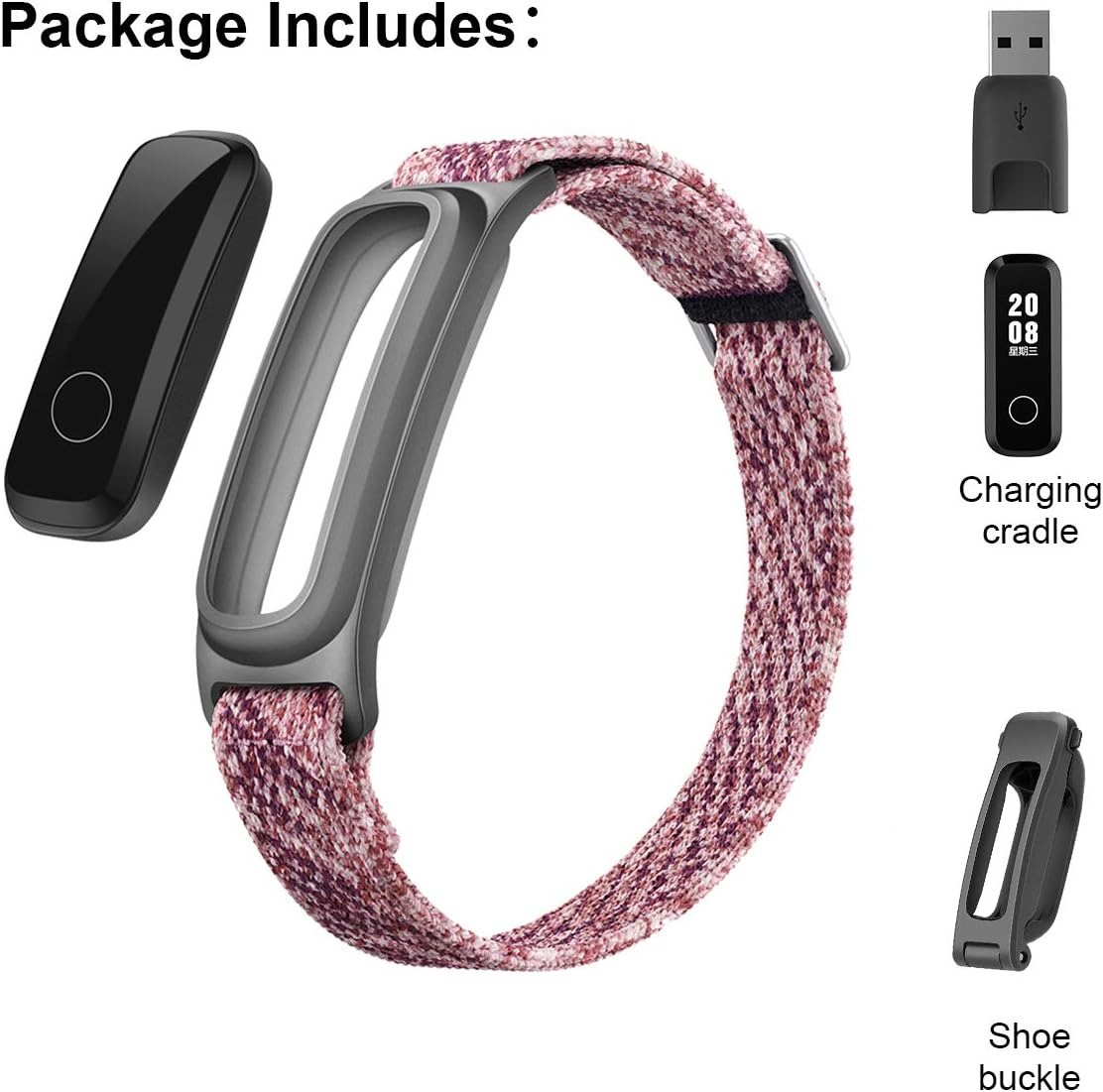 HONOR Band 5 Sport Smartwatch, Ecologica Fibra Braccialetto con 2-Vie Indossare Activity Tracker Braccialetto per Nuoto in Esecuzione Pallacanestro, Sakura Rosa HONOR Band 5 Sport Smartwatch, Ecologica Fibra Braccialetto con 2-Vie Indossare Activity Tracker Braccialetto per Nuoto in Esecuzione Pallacanestro, Sakura Rosa