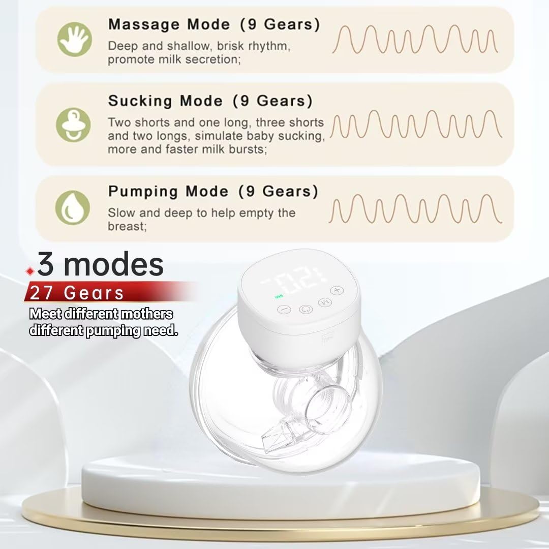 Wearable Breast Pump, Hands Free Electric Auto Breast Pump for Breastfeeding with 3 Modes, 9 Levels - Image 4