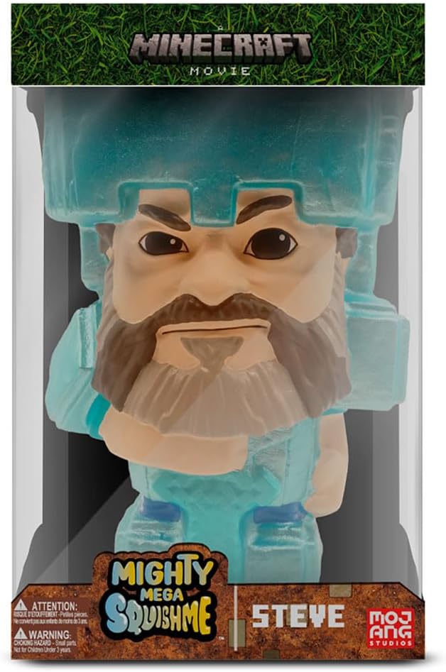 Minecraft Mighty Mega Squishme – Diamond Steve Toy – Jumbo Slow-Rise Squishy – Official Minecraft Movie Character (12")