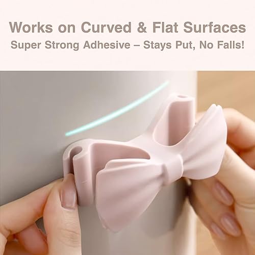 Miniatura 4 de Organizador de cables para electrodomésticos  Paquete de 8 soportes de cordón de lazo rosa, enrollador de cable adhesivo para mezclador de cocina,