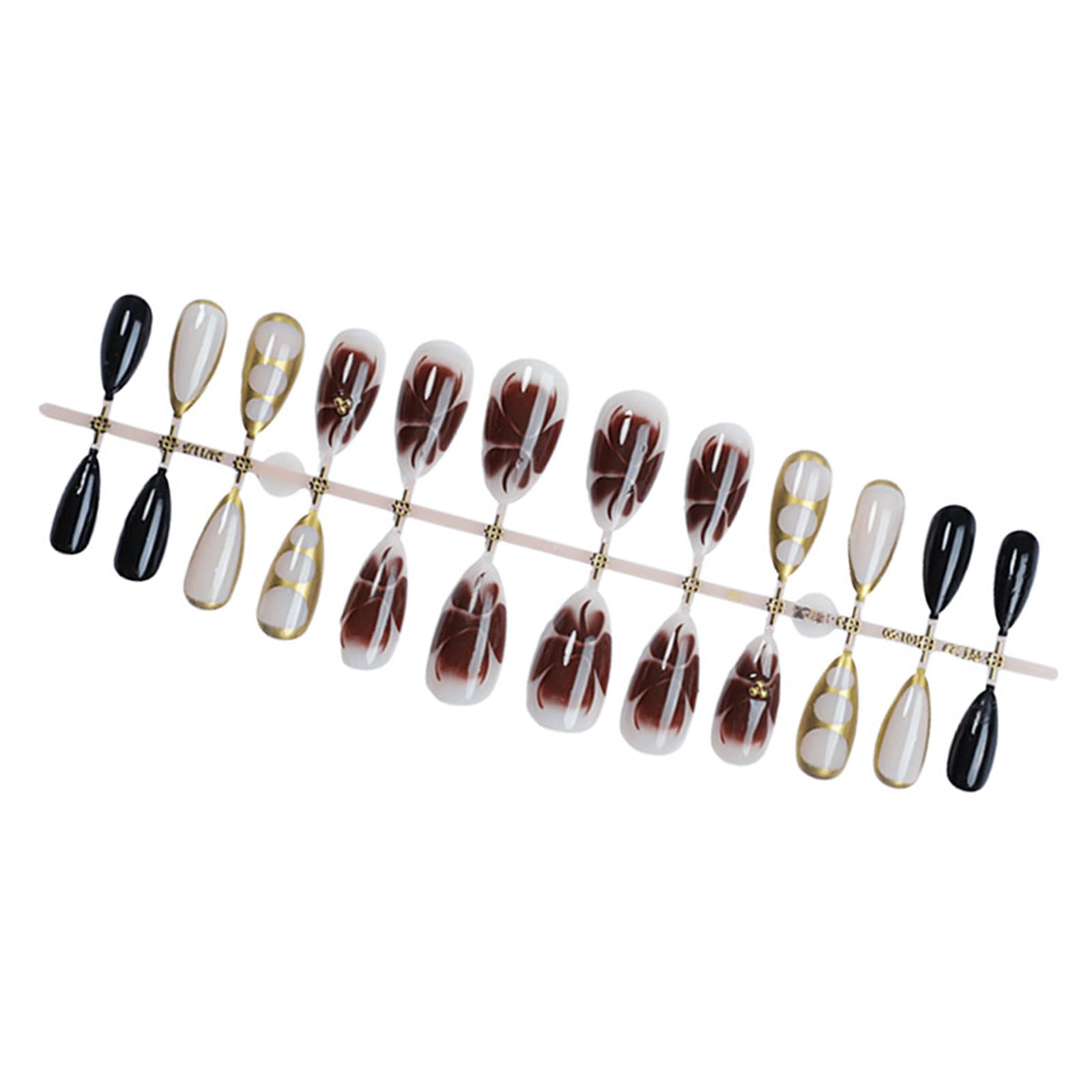 24 unghie finte a mandorla con perline lucide a forma di fiore, per manicure e nail art, facili da usare