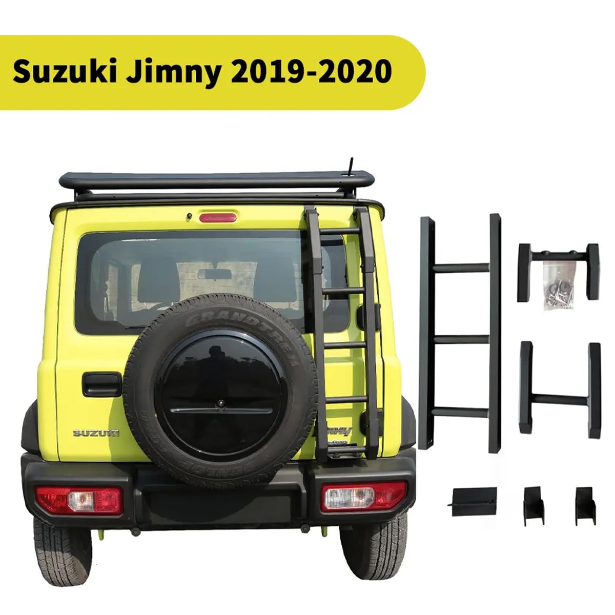 Archaic Heckklappenleiter für Suzuki Jimny Sierra JB64 JB74 2018–2024, Heckleiter, Geländeleiter für Jimny gl, faltbares Kletterpedal