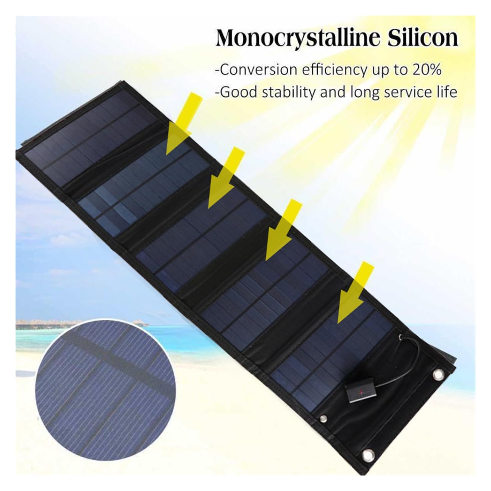 30 W/20 W składany Panel słoneczny USB Przenośne składane ogniwo słoneczne Wodoodporna ładowarka do paneli słonecznych Mobilna baterii łAtwa Instalacja(20W)