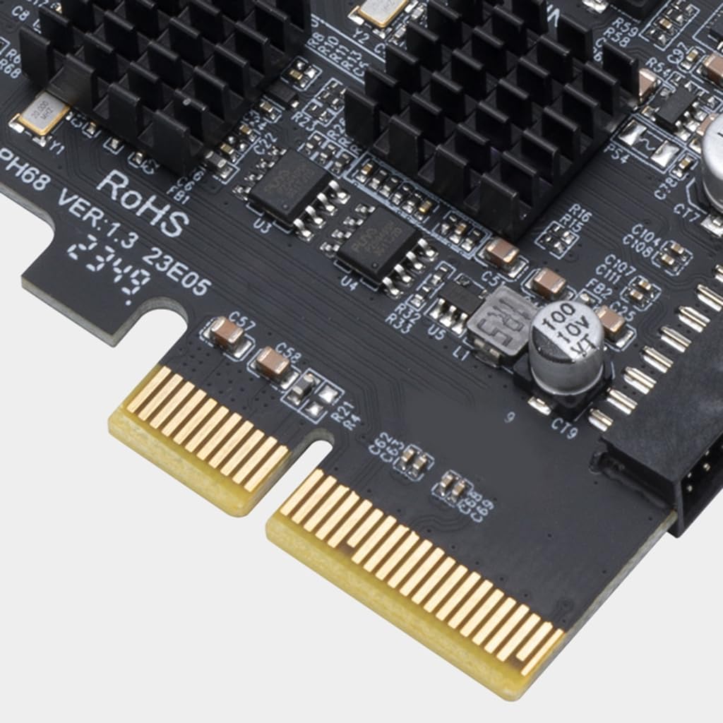 Desktop USB Expansion Card PCIe 4X to Internal USB 3.2 External 10Gbps Type C Adapter Card for Desktop Motherboard