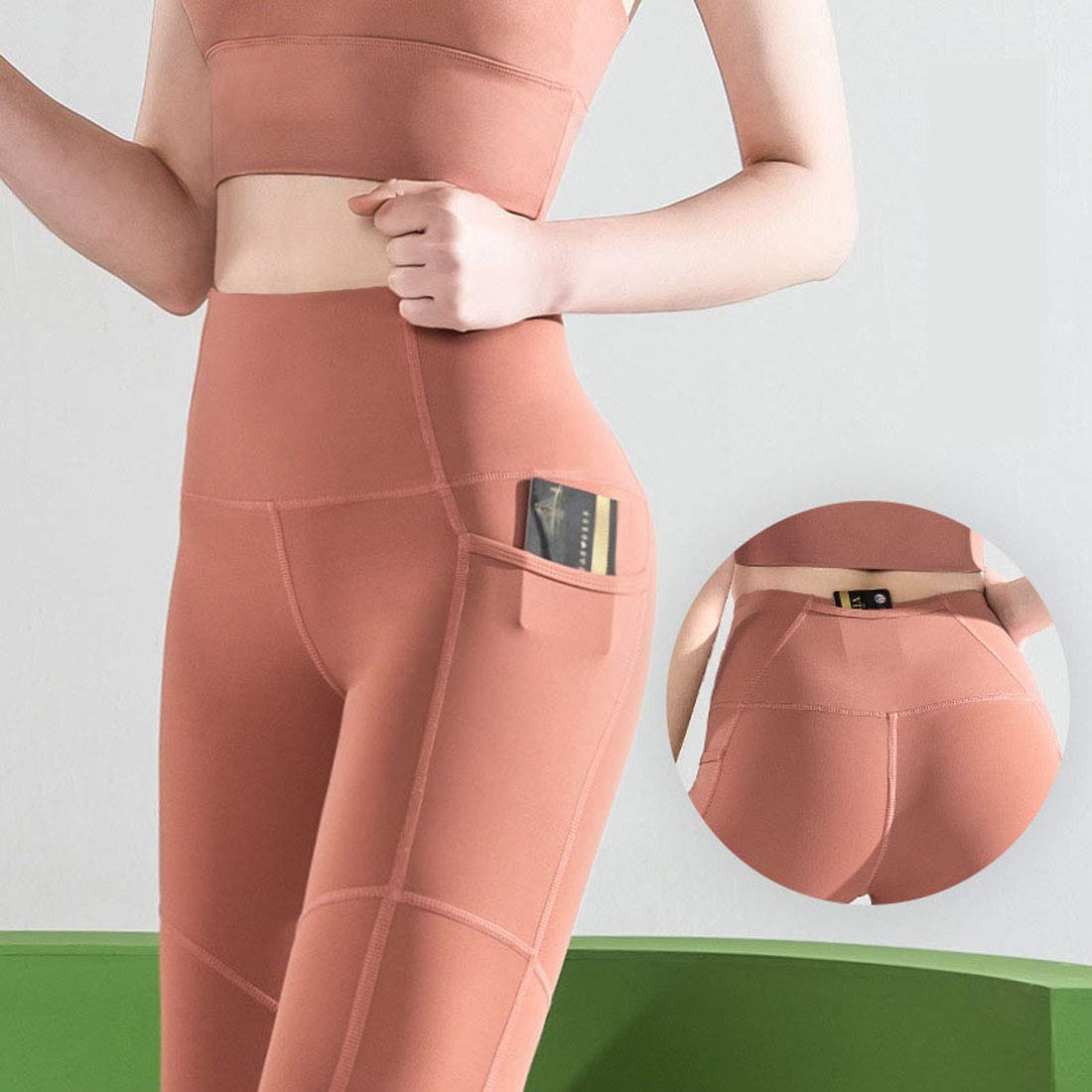 Moda Mallas Pantalones Deportivos Leggings Mujer, Leggings De Yoga para Mujeres con Bolsillos, Mallas De Compresión para Adelgazar Elegante