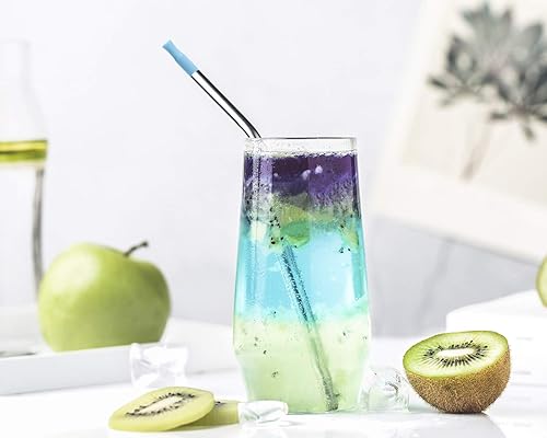 Miniatura 4 de Mini Skater 11 piezas de puntas de silicona multicolor de grado alimenticio para popotes de acero inoxidable de 14 de pulgada de ancho (0.236 in de