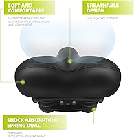 Vista 5 de Asiento cómodo de bicicleta, con espuma viscoelástica, impermeable, doble absorción de impactos, para hombres y mujeres. Es el mejor asiento