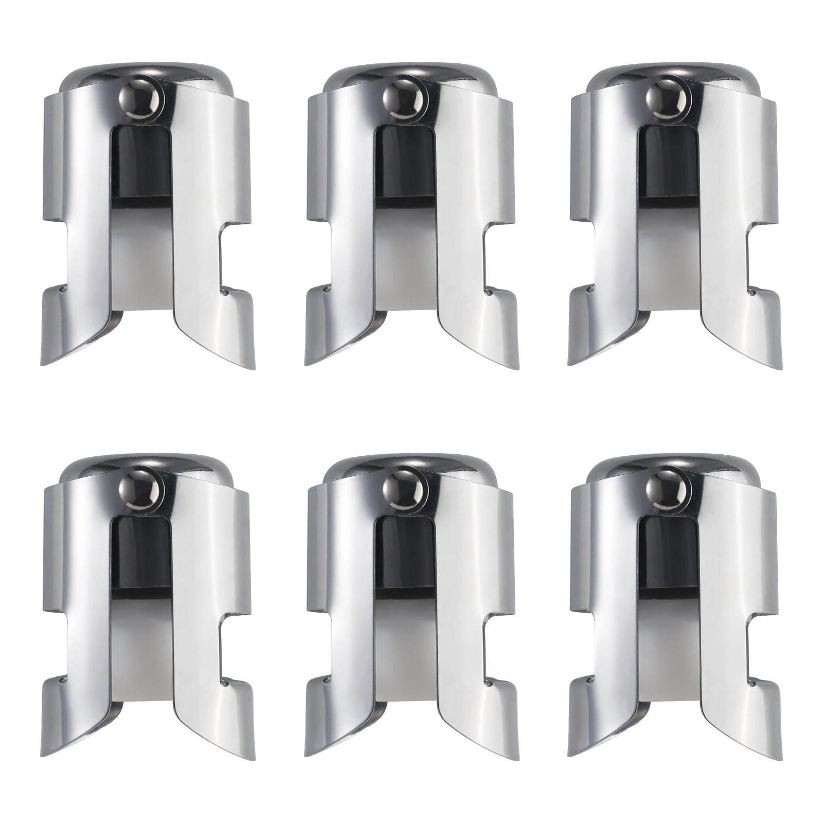 Foonary 6 tappi per bottiglie di spumante in acciaio inox, per champagne, cava, vini spumanti, prosecco, tappo per bottiglie di vino, tappo a corona, tappo per bottiglie, tenuta a prova di perdite