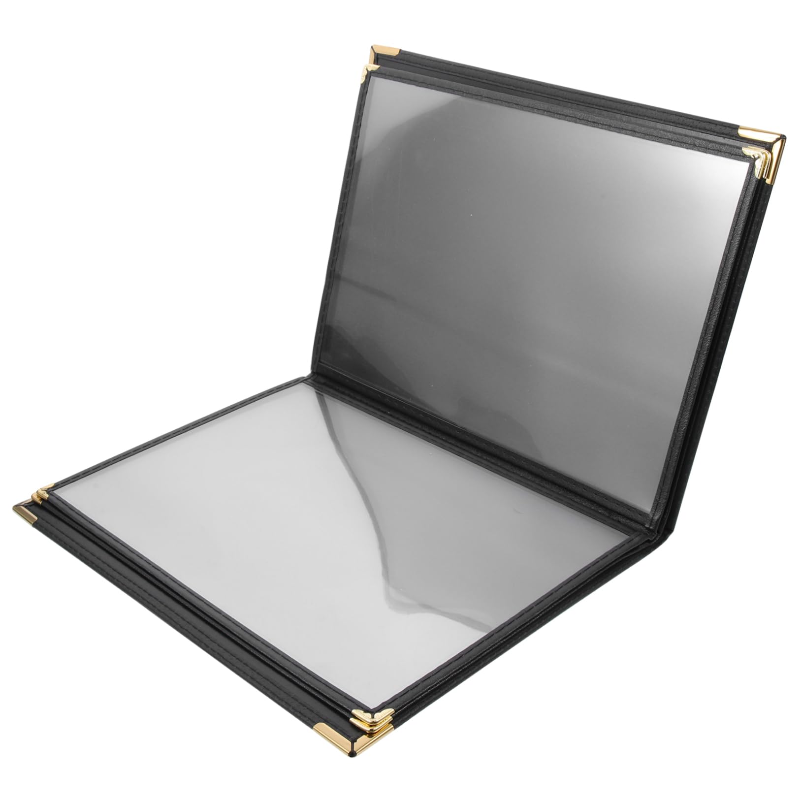 HOMOCONO Loose-Leaf Holderrecipe Binder Menu Double Panel Menu Cover Recipe Cover Stitched Menu Clear Sleeves Menu Holder Menu Protective Cover Recipe Binders Clear Liner Black PVC