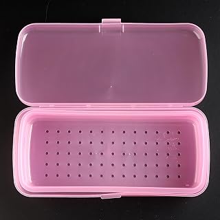 FSpronail Nail Tool Sterilizer Box, Fully Transparent Disinfection Container Tray for Nail Tools Organizer with Strainer for Tweezers Manicure Equipment Nails Salon Supplies Art Accessories - Pink