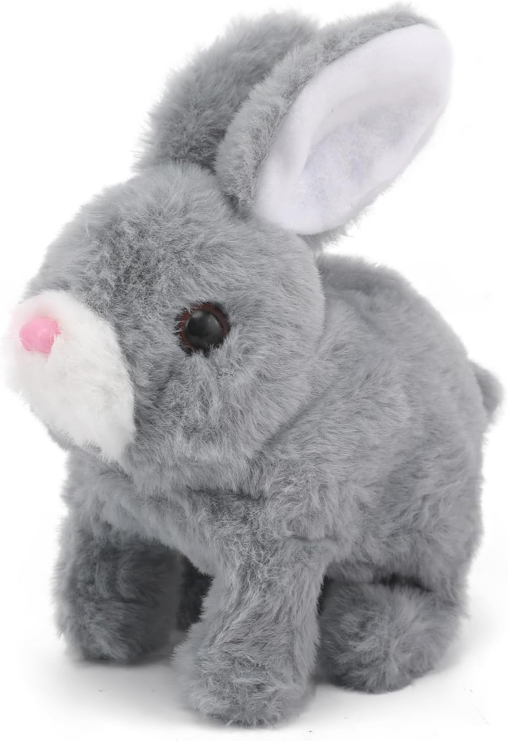 Hopping Walking Bunny Toy with Sounds, Jumping Rabbit Wiggling Ears, Twitching Mouth and Nose, Educational Interactive Bunny Rabbit Toy for Baby Kids (Grey)-image-26