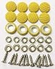 Set of 12 Dura Snap Upholstery Buttons Yellow Fabric #30-34 Diameter