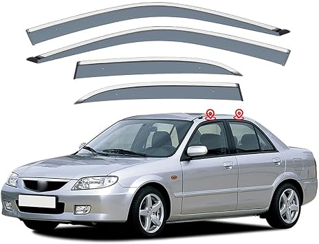 Compatible with MAZDA 323 BJ 1998-2003, 4 Pcs Car Wind Deflectors, Acrylic Glass Windows Weather Shields Windshield Visors Rain Snow Rain Deflector auto Exterior