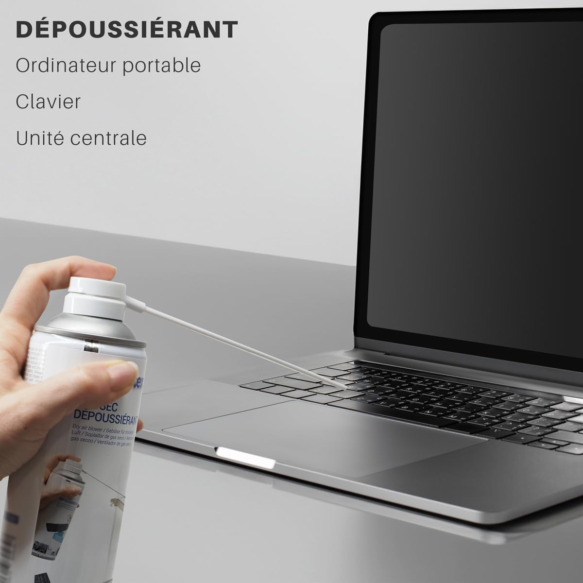 Waytex Lot de 4 Dépoussiérants Spray Air sec 400ml Ultra Puissant 5 bars, Bombes d’Air Comprimé Nettoyant pour PC, Clavier, Appareil Photo et Composants électroniques, avec buse précision