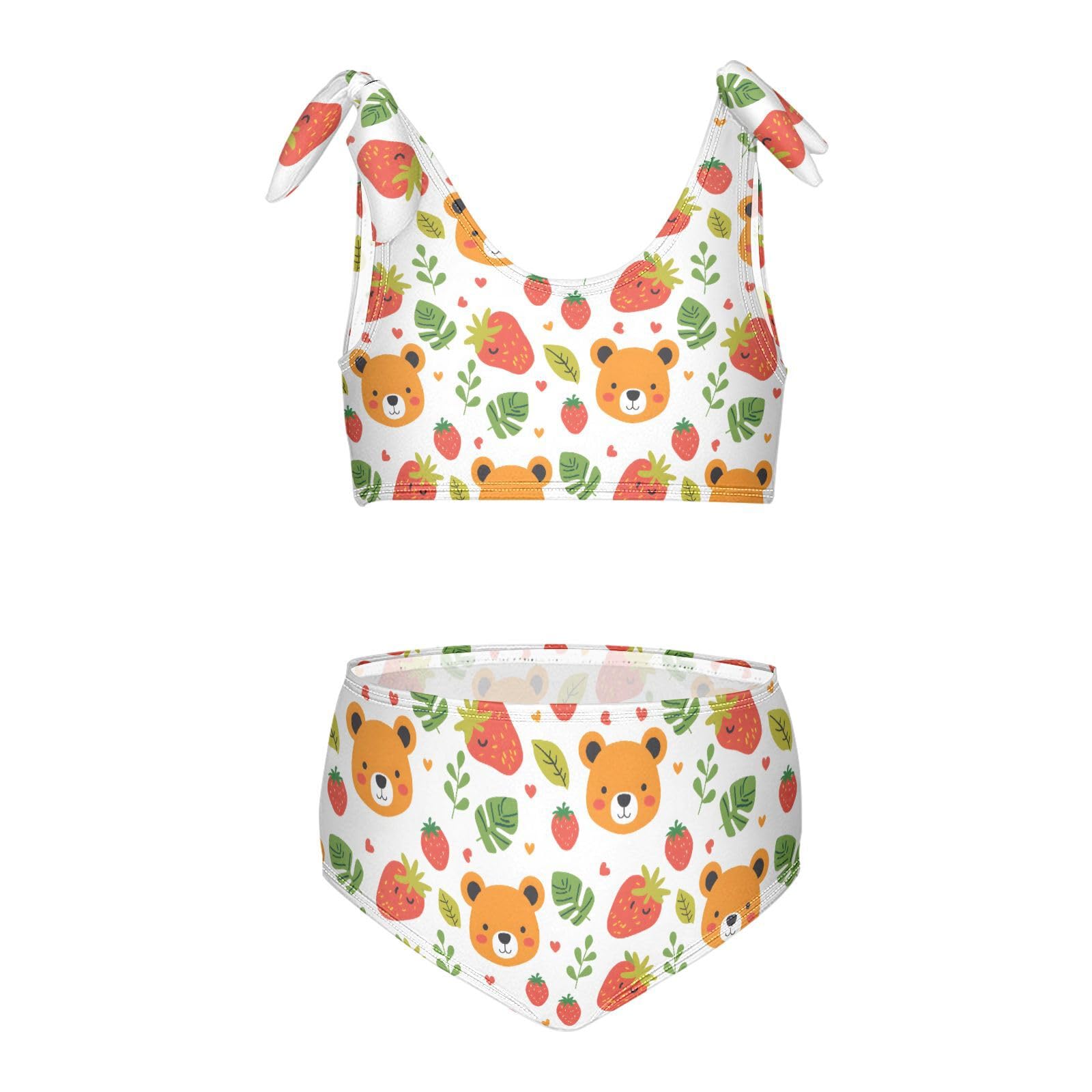 Bear Girls Two Piece Tankini Swimsuits Summer Bathing Suit Beach Swimwear Set, 9-10T Multicoloured