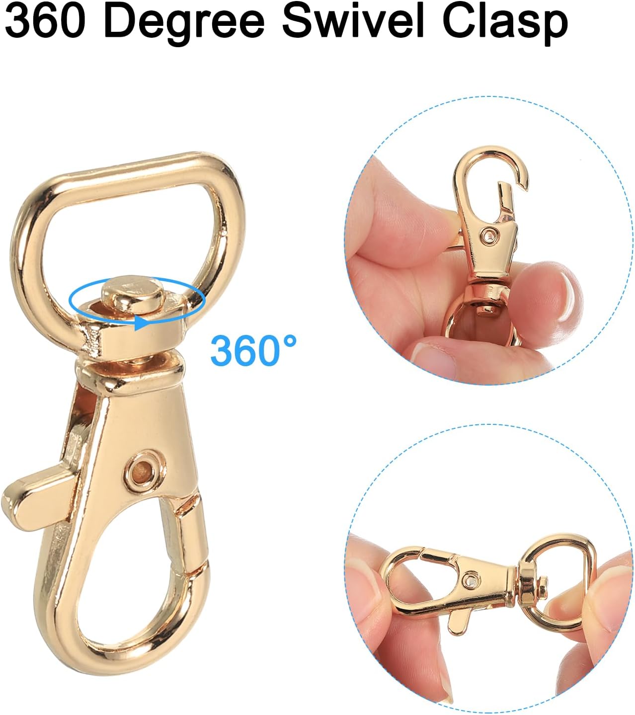 uxcell Swivel Clasps, D Ring Lobster Clasp Claw Metal Push Gate Snap Hook Purse Making Keychain Belt Strap, - Image 4