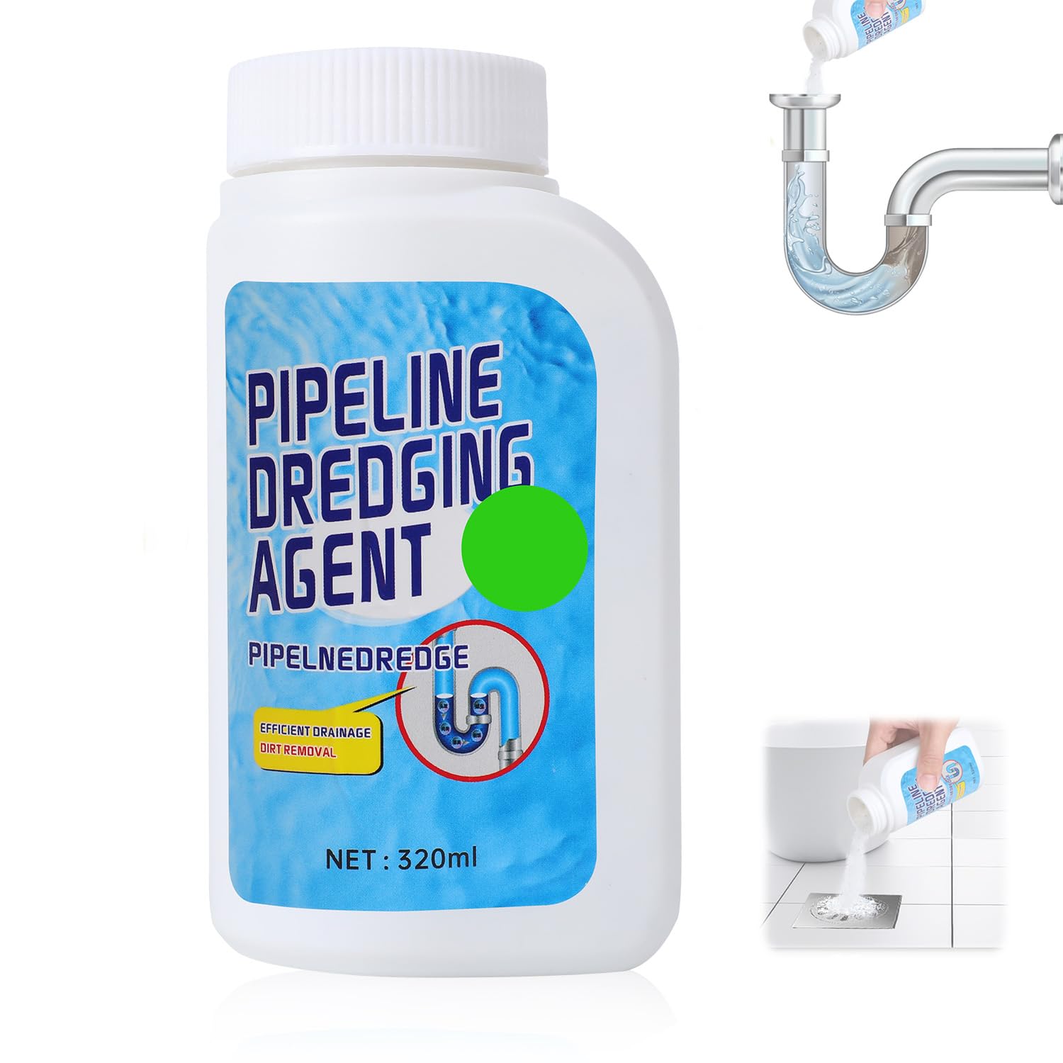 Pipeline Dredging Agent,Drain Clog Remover Agent,Powerful Quick Cleaning Drain Toilet Cleaner Tool, Kitchen Unblocker,Unclog Toilet Clog And Kitchen Sink Pipe Unblocker Powder 320ml (1 PCS)