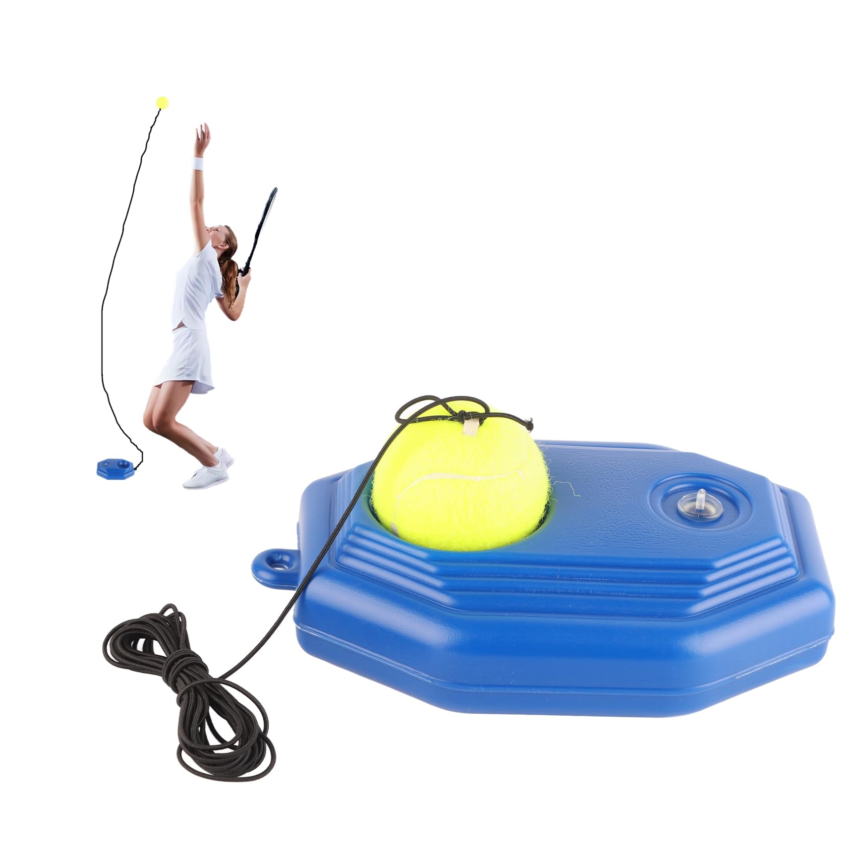 Set Base per Palline da Tennis, Resistente Allenatore per la Schiena con Pallina da Tennis con Corda Elastica in Gomma per la Pratica di Una Sola Persona