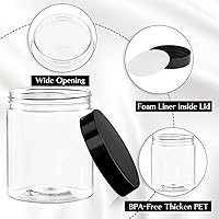 Vista 3 de TUZAZO Tarros de plástico de 8 onzas con tapas sin BPA, recipientes vacíos redondos transparentes para cosméticos, tarros de plástico para loción