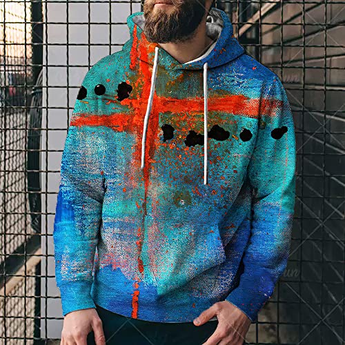 Men's Vintage Oil Painting Faith Jesus Cross Print Casual T-Shirt Round Neck Pullover Tie Dye Sweatshirt Long Sleeve Shirts2