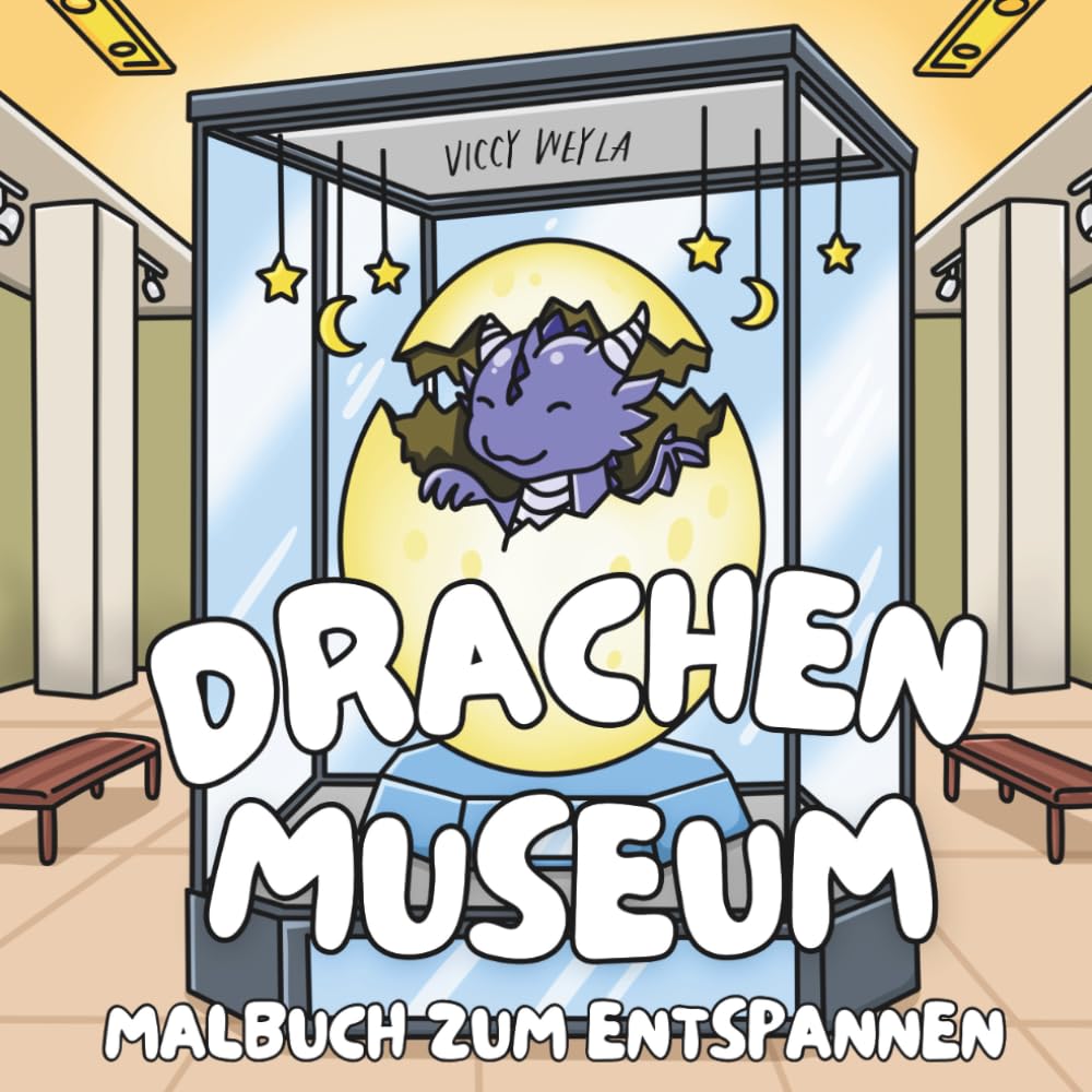 Drachen-Museum: Entspannendes Malbuch für Erwachsene - 50 einfache Motive mit süßen Drachen & magischen Szenen (Fantasy Museum Malbücher)