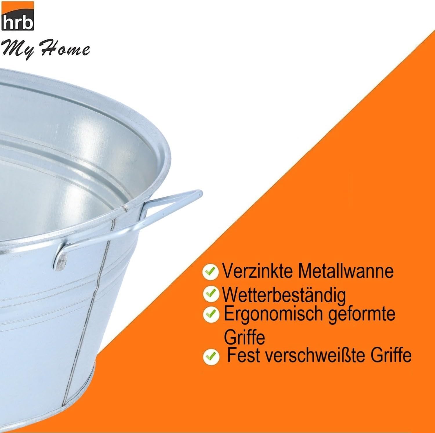 HRB Zinkwanne 27 Liter Volumen Getränkekühler Eiswürfelbehälter Pflanztopf aus Zink