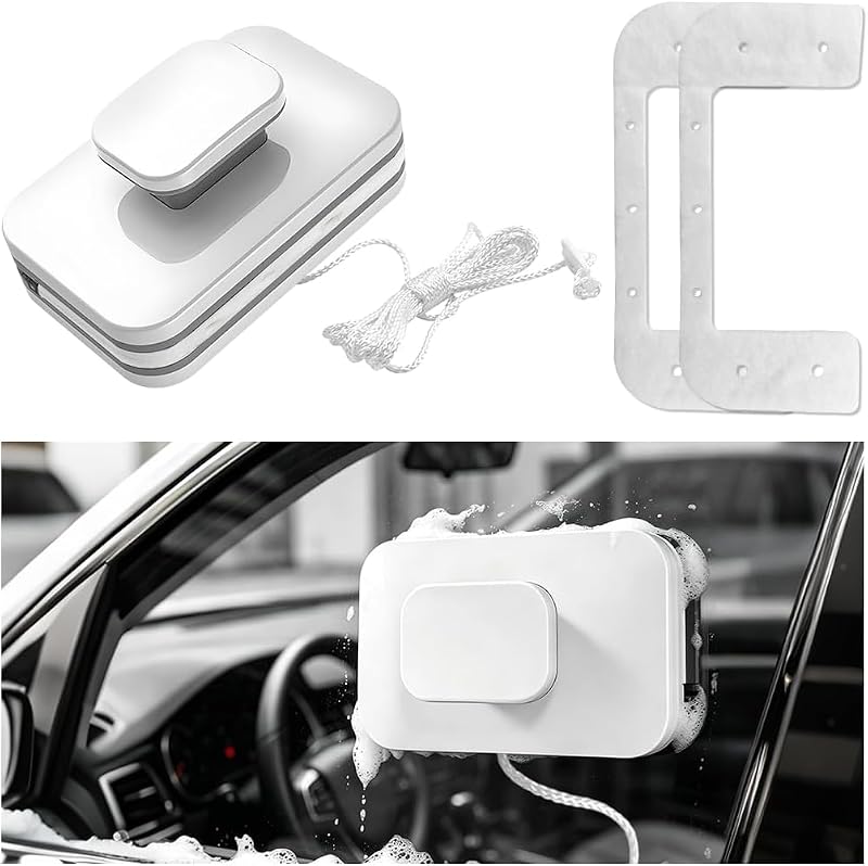 Magnetic Double-Sided Windshield Cleaner with Anti-Fall Rope | Vehicle Window Cleaner, Windscreen Glass Wiper, Universal for SUV Automobile Truck