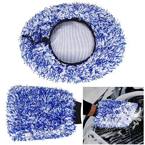 QUIIEOSKIA Fundas Cepillos de Coche de Microfibra, Fundas para Cepillos de Lavado de Coches, Fundas Cepillos de Limpieza de Mopa de Lavado de Coches con Guantes de Limpieza de Coche Cover