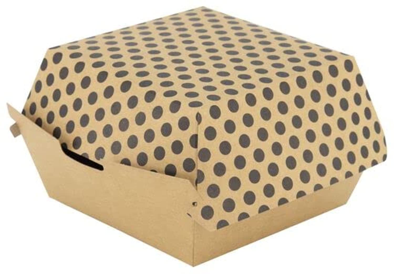 hemapolka dot burger box 5 pack, 13.5 cm x 15 cm x 5 cm size, brown